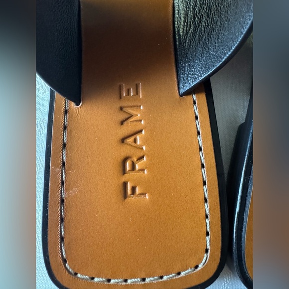 Black Leather Sandals with Gold Accents - Picture 4 of 13